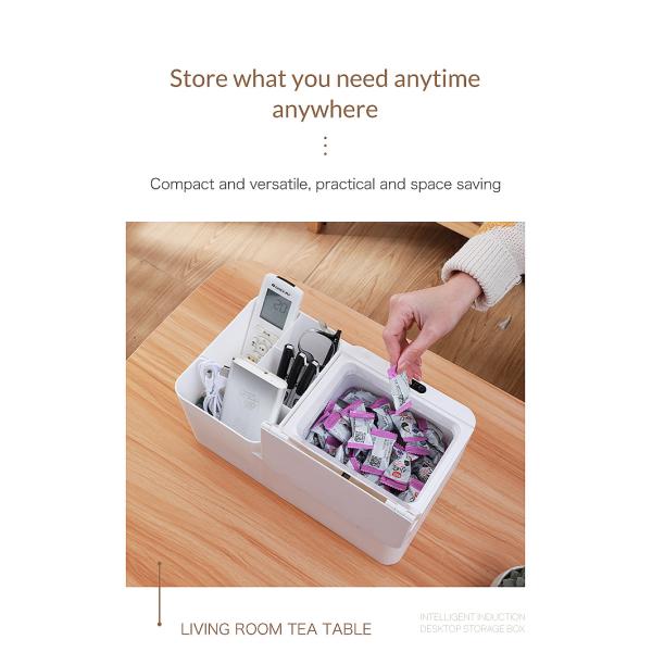 Smart Sensing Electric Desktop Storage Box Rack Jewelry Organizer Skin Care Tissue Box Storage Box Smart Waste Bins Trash Bin