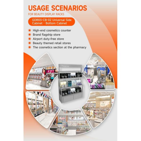 GDR03-CB-02 Universal Side Cabinet with 40mm Soft Film Light Box and Black Aluminum Price Tag Holder for Fashion Boutiques