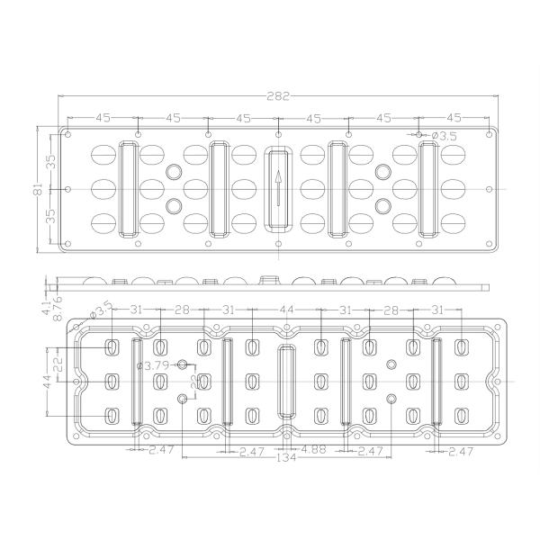 SMD3535 3x8 LED Lens Array Optical PC For 24W Street Light