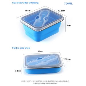 Rectangle Collapsible Silicone Bento Box For Kids