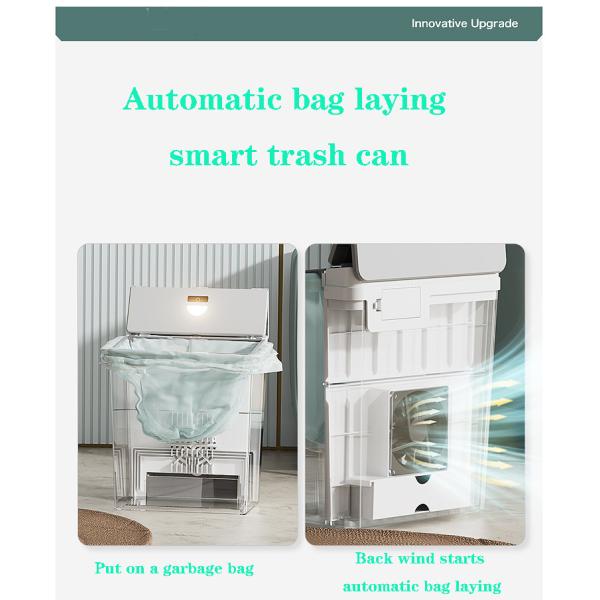 Household Kitchen Automatic Suction Bag Laying Bag Electric Folding Open Lid Intelligent Induction Garbage Can
