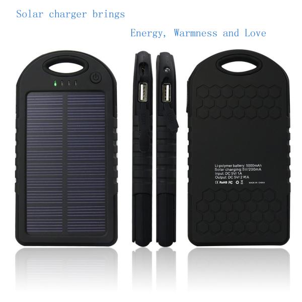 5000mAh portable universal usb multi solar mobile charger