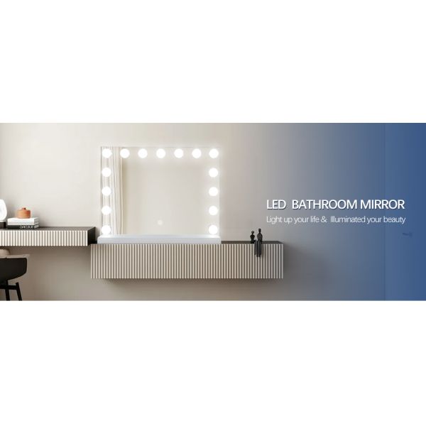 Frameless Hollywood Vanity Mirror IP44 IP66 3 Lighting Modes Smart Touch Vanity Mirror
