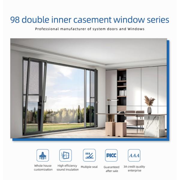 6063 T5 Oxidized Aluminium Soundproof Windows Metal Framed