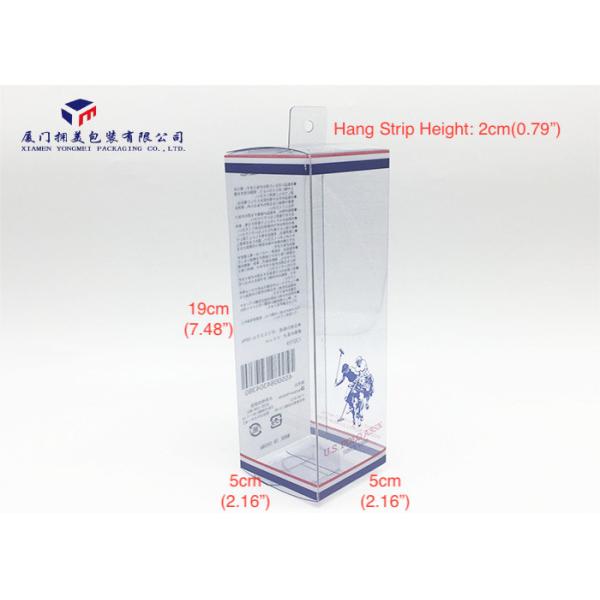 Eco Friendly Materials Clear PVC Packaging Boxes Hang Strip On Middle Of Top