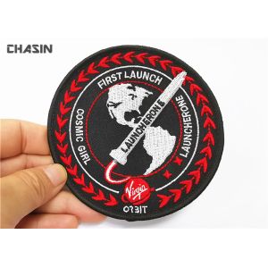 Twill Material Baseball Hat Embroidery Round Patches With Glue Backing