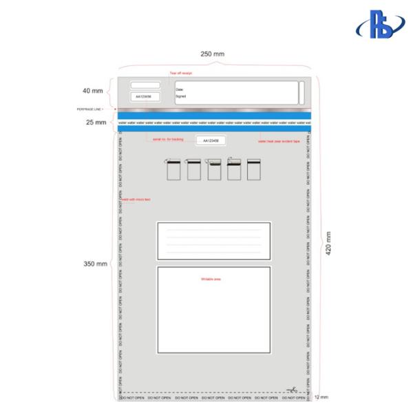 Deposit Cash Self Sealing Tape LDPE Tamper Proof Evidence Bags