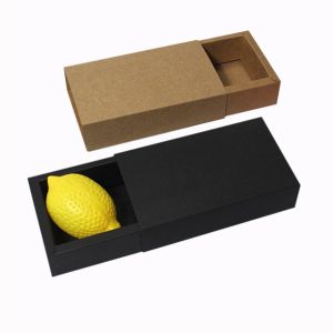 China Rectangular Black 2mm Kraft Paper Drawer Box Silk Screen Printing on sale