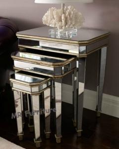 Buy cheap 3 Set Mirrored Side Tables For Bedroom , Silver Modern Mirrored Furniture product