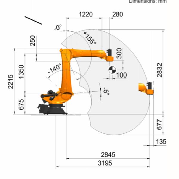 KR 180 R3200 PA Mechanical Robot Arm For KUKA Robot Palletizer 3195 Mm Maximum Reach