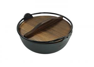China 18/20/27cm Cast Iron Dutch Oven Pre Seasoned With Wooden Lid on sale