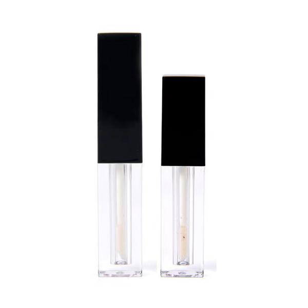 Personalized Square Empty Lip Gloss Tube In Black And Transparent With 1.2ml Capacity