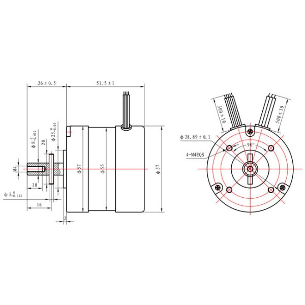 BLDC NEMA 23 Stepper Motor 51mm Body 63W 6000rpm With CE ISO