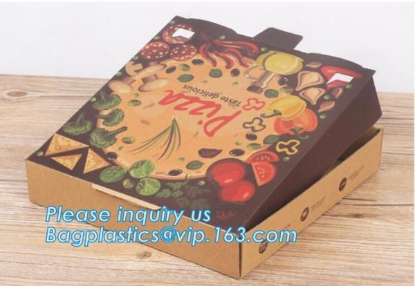 9 Inch Cheap Food Grade Customized Black Corrugated Paperboard Pizza Box,Printed Corrugated Cardboard Paper Pizza Box