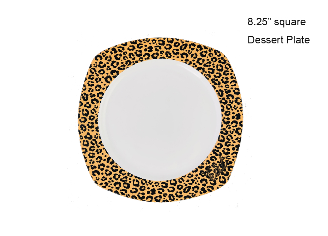 New Bone China Leopard Color Ceramic Gold Design Square Plate Ceramic Dinnerware Sets