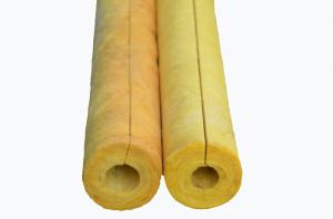 China Yellow Fiber Glass Wool Pipe Insulation Material For Hot / Cold Pipe on sale