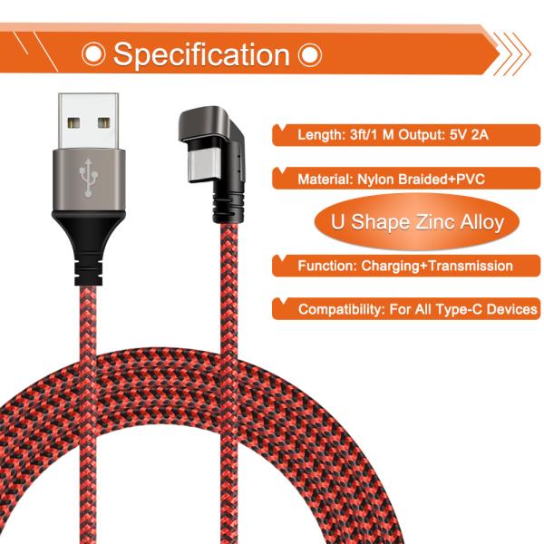 Aluminum Alloy Housing Right Angle USB Cable / USB Type C Right Angle Cable