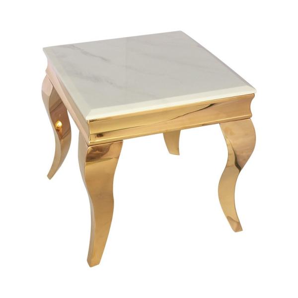 Gold Plating Artificial Marble Top End Table Corner Table 201 Stainless Steel Frame