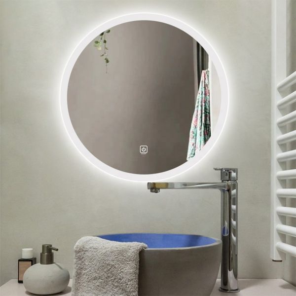 Aluminium Framed LED Round Bathroom Mirror With Smart Touch Screen