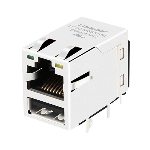 RU3-218PKBB3 Compatible LINK-PP LPJU3836AHNL rj45 magnetic jack with Single USB