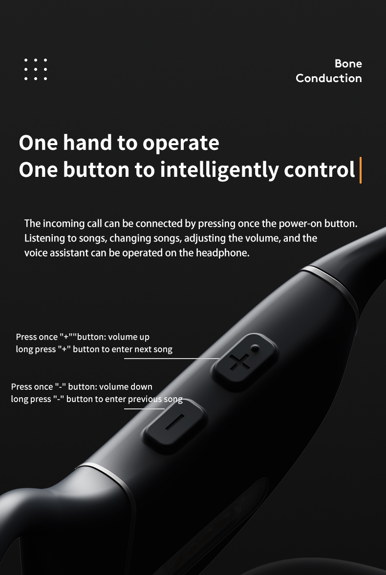 Wireless Waterproof Mp3 Compact Black Foldable Open Ear Bluetooth Bone Conduction Headphones