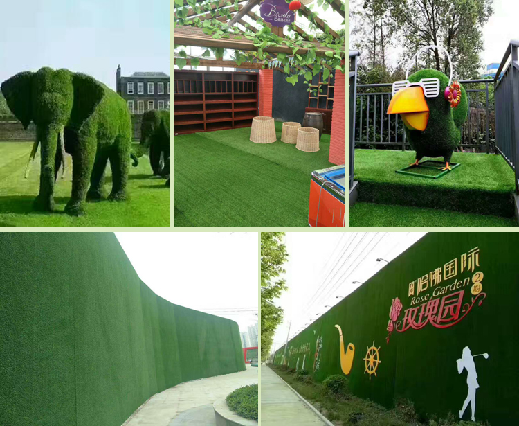 Green Artificial Grass Carpet / Artificial Turf Outdoor Rug Easy Installing