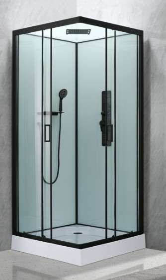 Modern Shower Room And Black Frame With Tray And Roof
