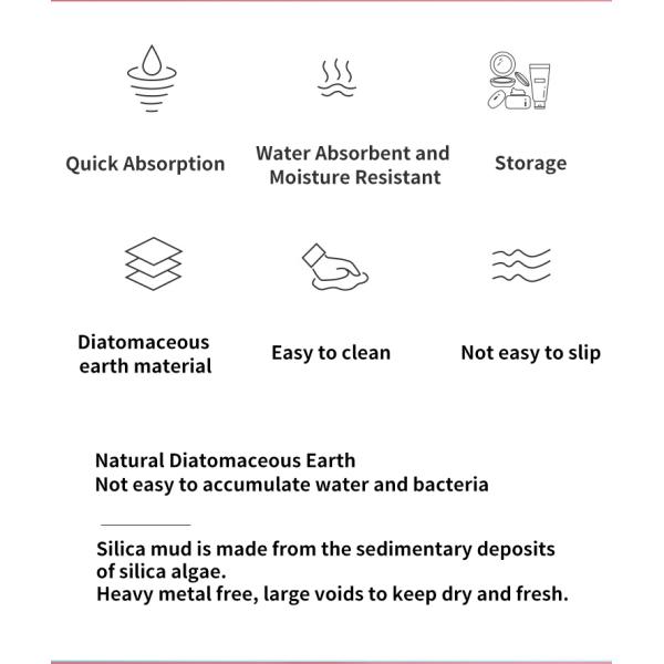 Modern Natural Diatom Mud Bath Mat Drying Mat Water Absorbing Fiber Diatomite Soap Mat