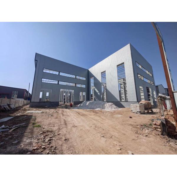Painted Hot Dip Galvanized Steel Frame Workshop With Versatile Sandwich Panel Door