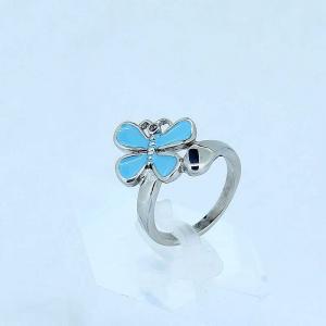 Buy cheap FAshion 316L Stainless Steel Flower Ring With Light Blue Enamel LRX081 product