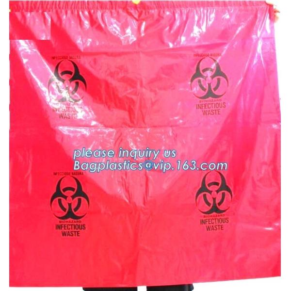 Biohazard Waste Disposal Bags Drawstring, Gallon Capacity, Medical Garbage Bags,