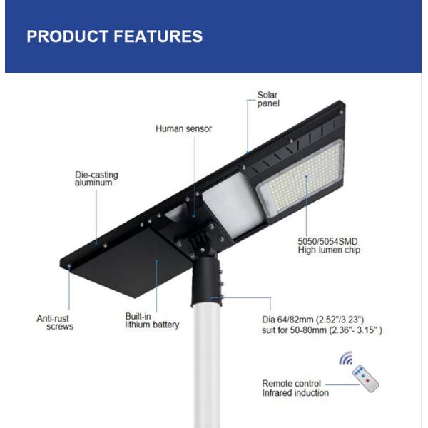 Solar Powered Street Light with IP66 Protection for Garden and Street Lighting