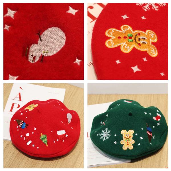 Embroidery Beret Cap Hat Multi Color Wool Material For Winter