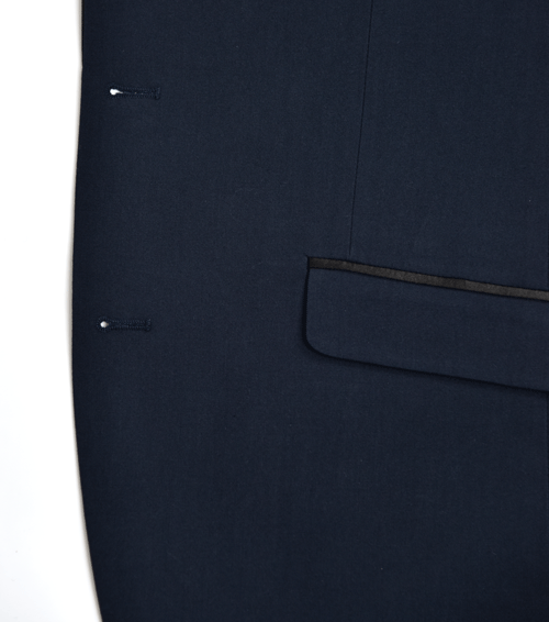 Slim Fit Mens Tuxedo Suit Navy Black Piping Anti Static ISO9001 Certification