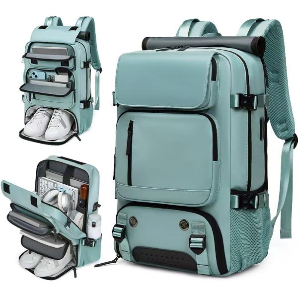 Ultralight Unisex Travel Backpack Geometric Pattern Handheld to Backpack Convertible Zipper Hasp Closure Massive Storage