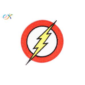 Lightning Logo Custom Embroidered Patches , Twill Background Embroidered Fabric