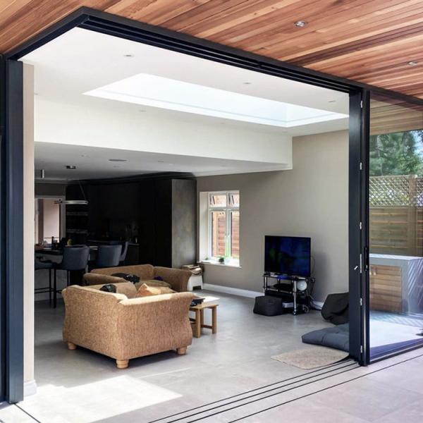 High Strength Aluminum Corner Sliding Doors Embedded Hidden Sound Insulation Glass Door