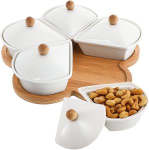 Buy cheap Circular Sector Shape Ceramic Divided Plate Tray For Appetizer Chips product