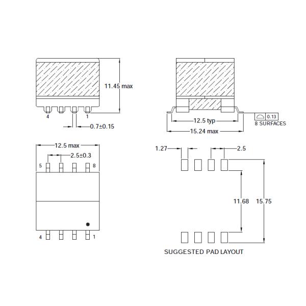 EP-536SG Power Supply Transformer , Mini Flyback Lighting Transformer For PCB Circuits