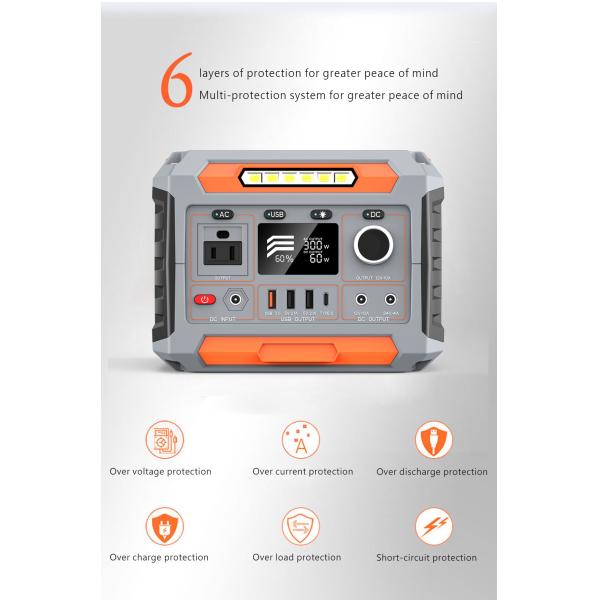 1x AC Pure Sine Wave Output Solar Power Supply with Flashlight and Lithium Ion Battery