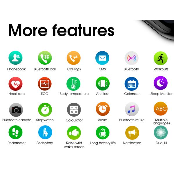 ECG PPG 1.7in HD IP68 Waterproof Android Smartwatch For Men