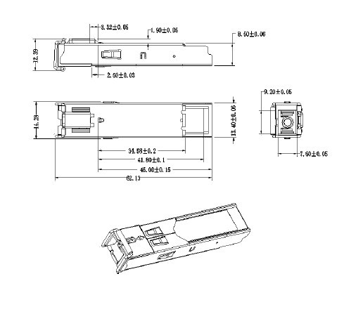 10G BIDI SFP+ Fiber Optic Transceiver Single Mode Built In Digital Diagnostic Functions