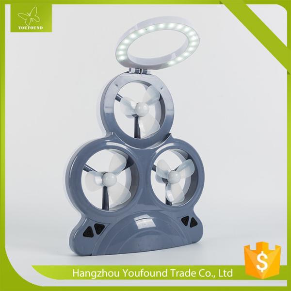 AX-3MF LED Light 3 Mini Fans Rechargeable Solar Chargeable Mini Table Fan