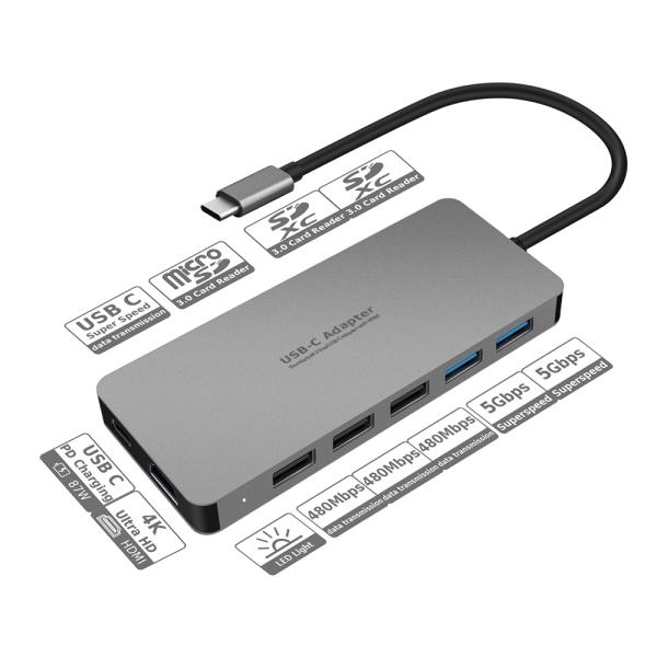 11 in 1 USB C hub with HDM I 4K perfect for all type c devices, PC/ Tablet/Mobile phone