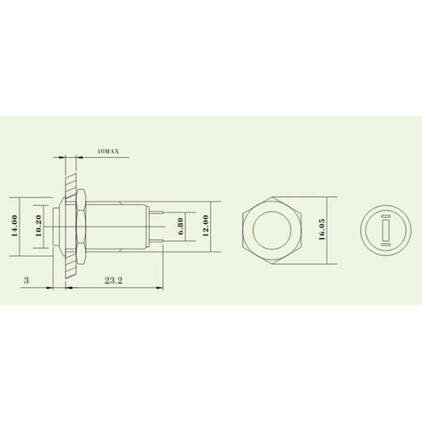 Self Locking 1NO Panel Mount Push Button Switch Flat Round Head 12mm Silver Color