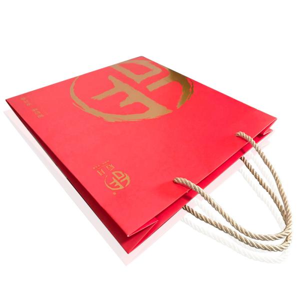 Red Foil Stamping Gift Bags With Handles Reusable Sturdy Gift Bags