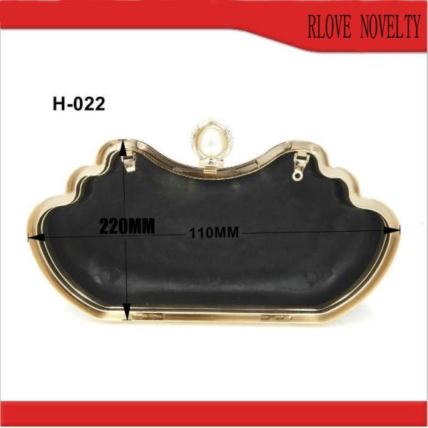 Wholesale bag part accessories 22*11 cm gold iron purse frame with box clutch frame hardware