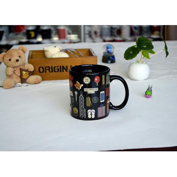 Popular Black Reactive Color Changing Ceramic Mug , Lovely Magic Heat Mug