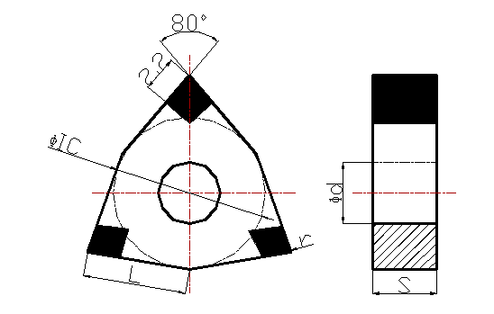 Brazed PCBN Hard Turning Inserts Gray Iron Brake Drum Use With Six Cutting Edges