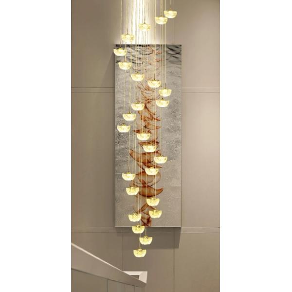 Duplex building living room lamp creative ingot crystal villa pendant light spiral staircase long chandelier